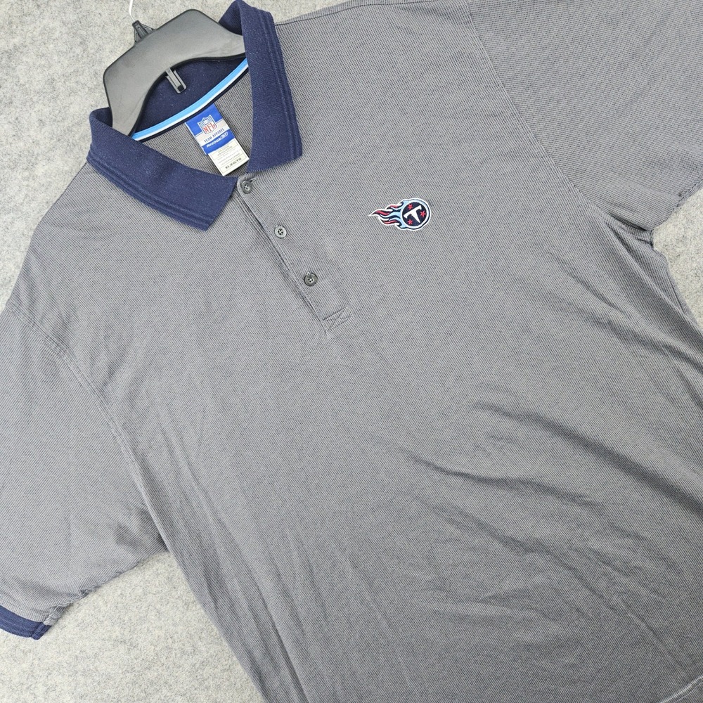 Reebok NFL Tennessee Titans Polo Shirt Mens XL Grey Navy Blue Short Sleeve Logo